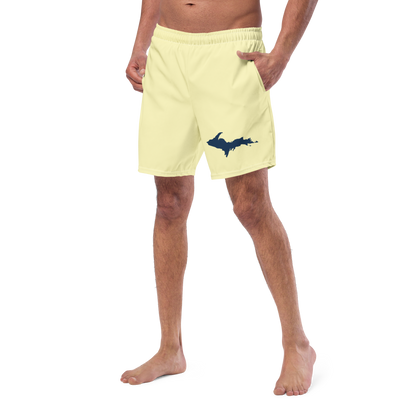 Michigan Upper Peninsula Men's Swim Trunks (w/ UP Outline ) | Canary Yellow