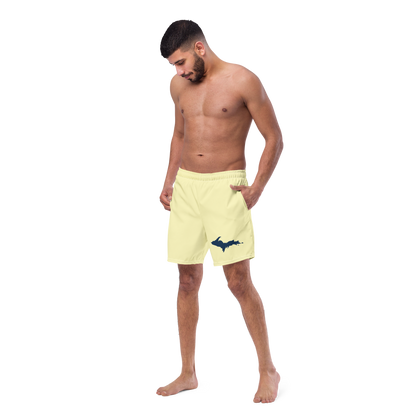 Michigan Upper Peninsula Men's Swim Trunks (w/ UP Outline ) | Canary Yellow