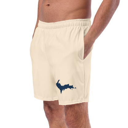 Michigan Upper Peninsula Men's Swim Trunks (w/ UP Outline) | Champagne White