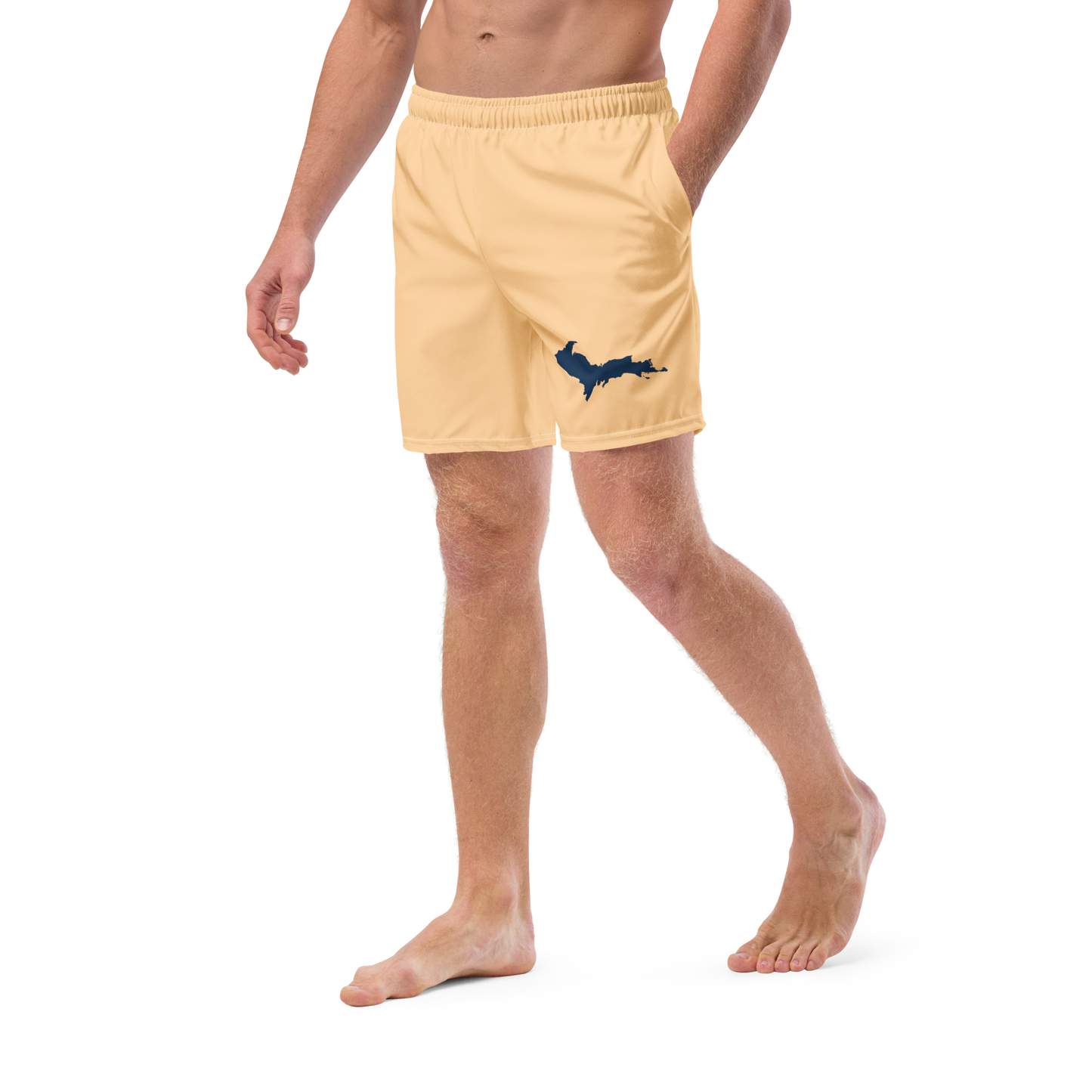 Michigan Upper Peninsula Men's Swim Trunks (w/ UP Outline) | Pale Apricot