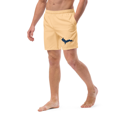 Michigan Upper Peninsula Men's Swim Trunks (w/ UP Outline) | Pale Apricot