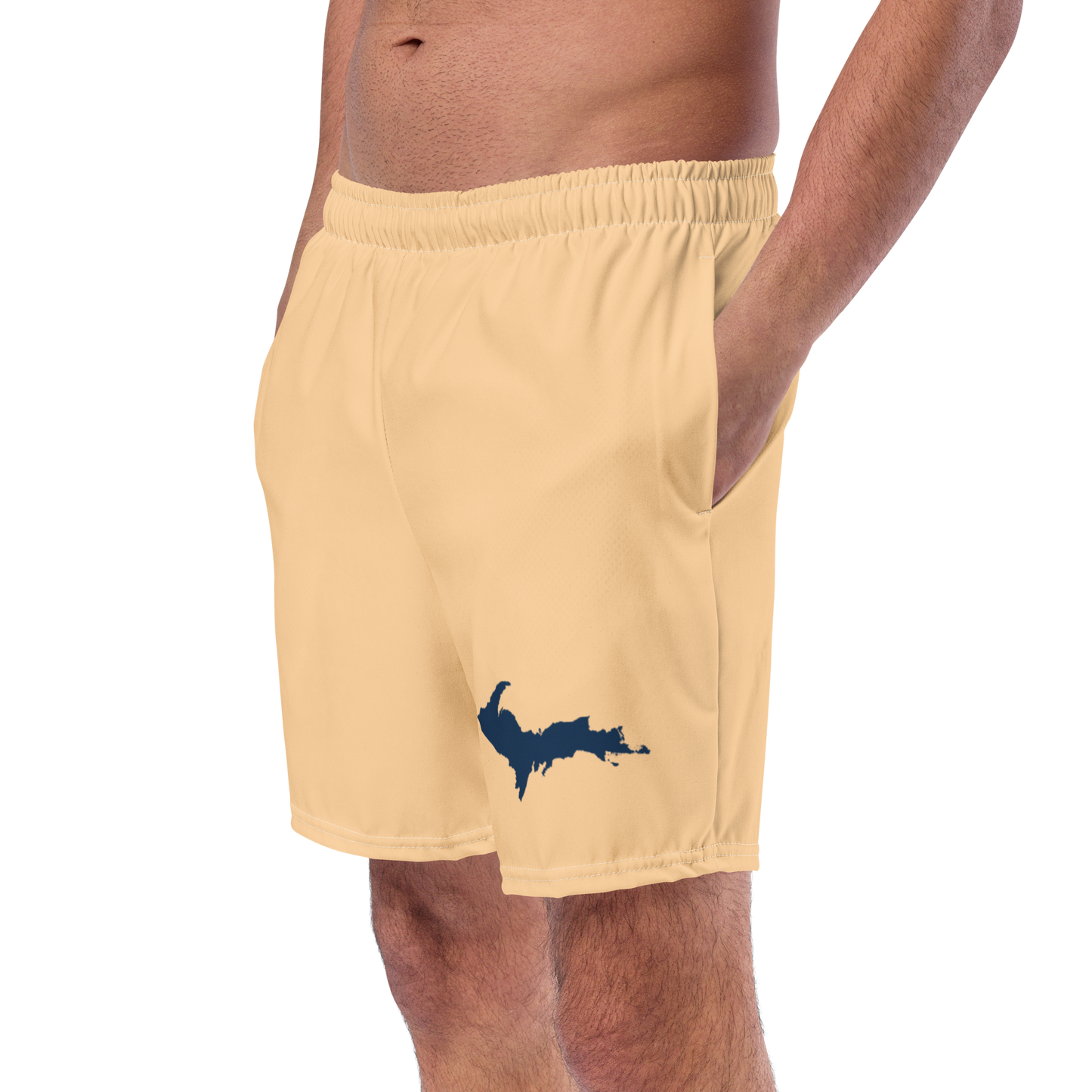 Michigan Upper Peninsula Men's Swim Trunks (w/ UP Outline) | Pale Apricot