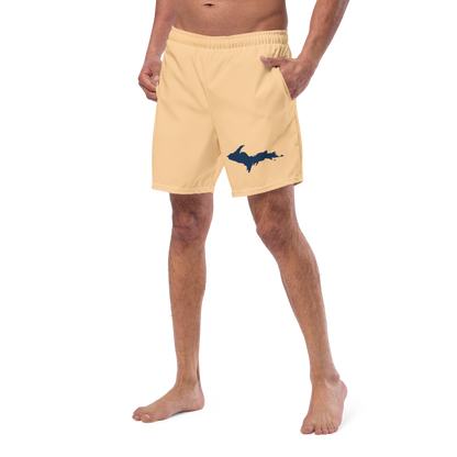 Michigan Upper Peninsula Men's Swim Trunks (w/ UP Outline) | Pale Apricot