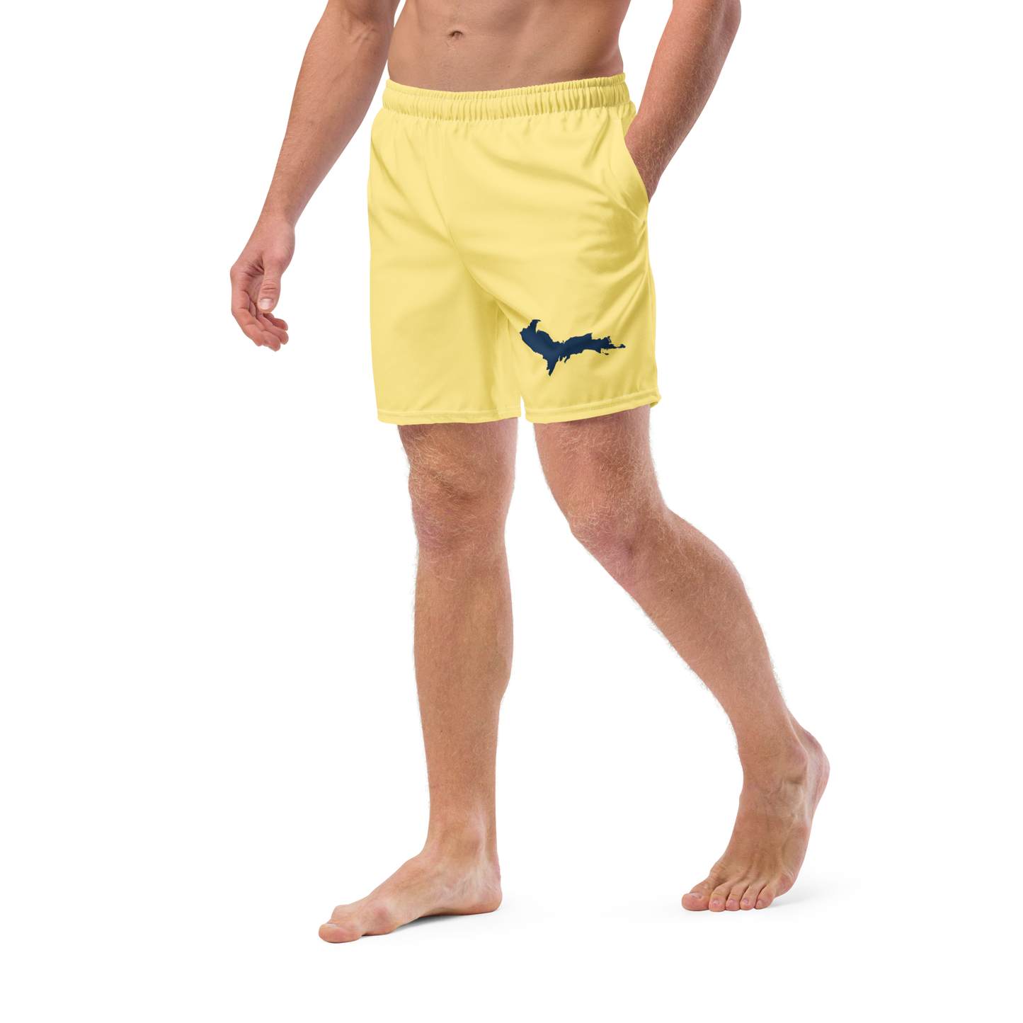 Michigan Upper Peninsula Men's Swim Trunks (w/ UP Outline) | Cherry Yellow