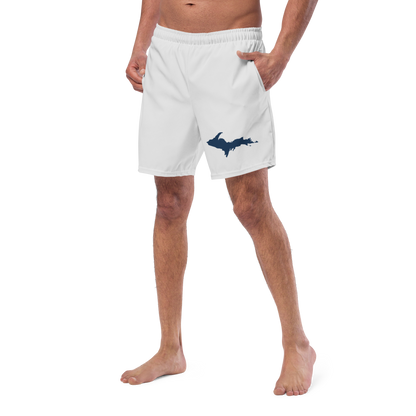 Michigan Upper Peninsula Men's Swim Trunks (w/ UP Outline) | Birch Bark White