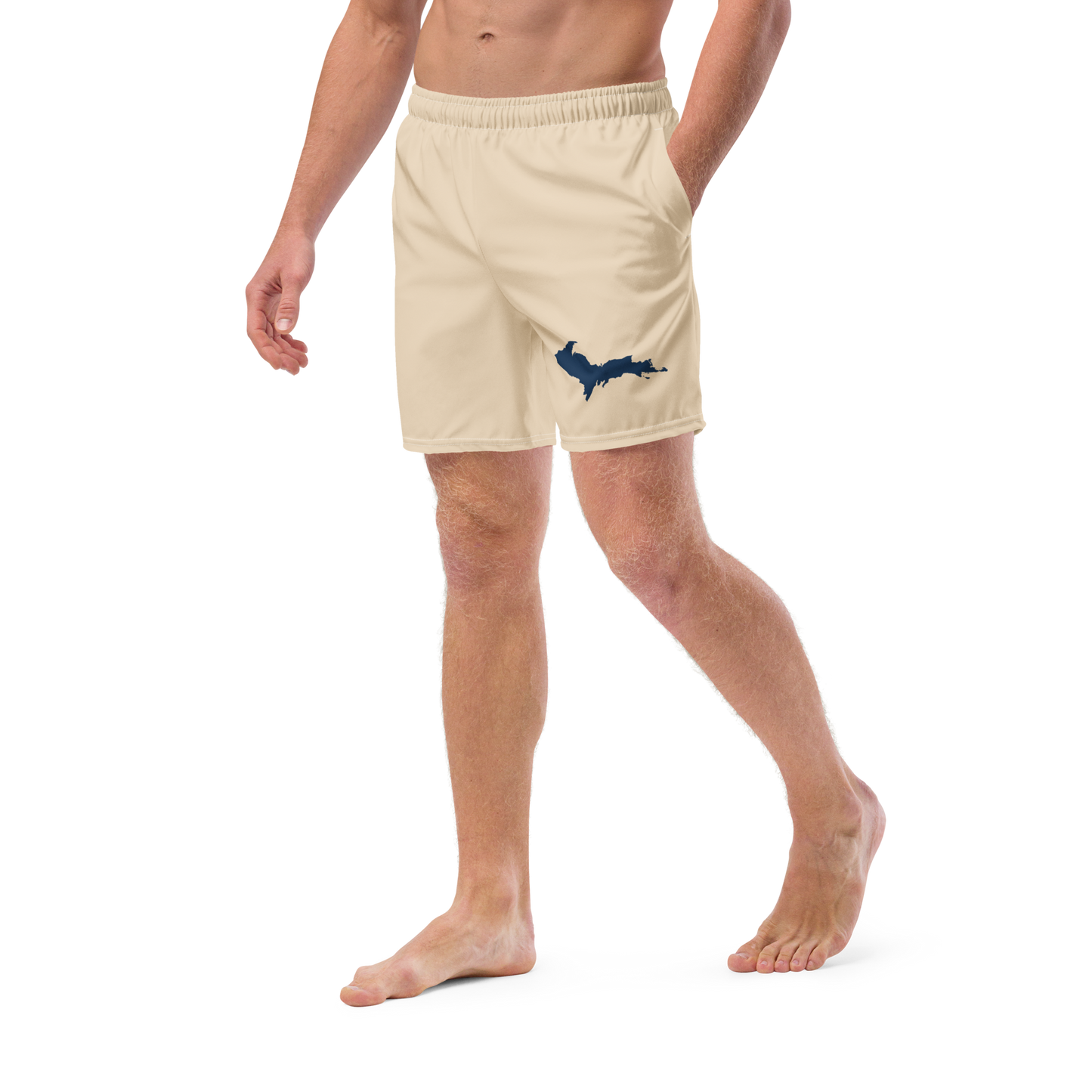 Michigan Upper Peninsula Men's Swim Trunks (w/ UP Outline) | Canvas Color