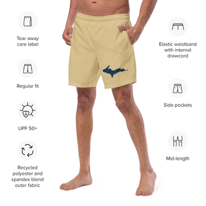 Michigan Upper Peninsula Men's Swim Trunks (w/ UP Outline) | Maple Color