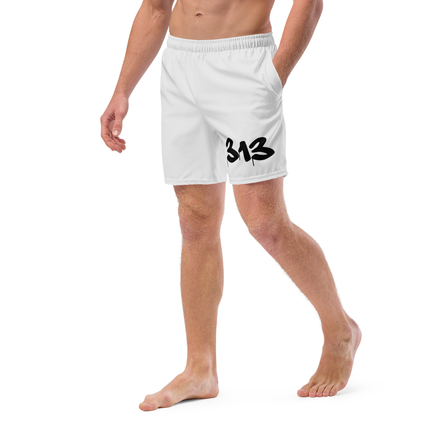 Detroit '313' Men's Swim Trunks | Birch Bark White