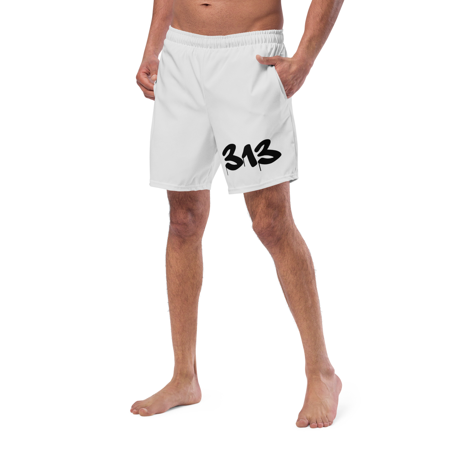 Detroit '313' Men's Swim Trunks | Birch Bark White