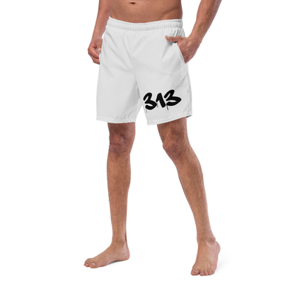 Detroit '313' Men's Swim Trunks | Birch Bark White