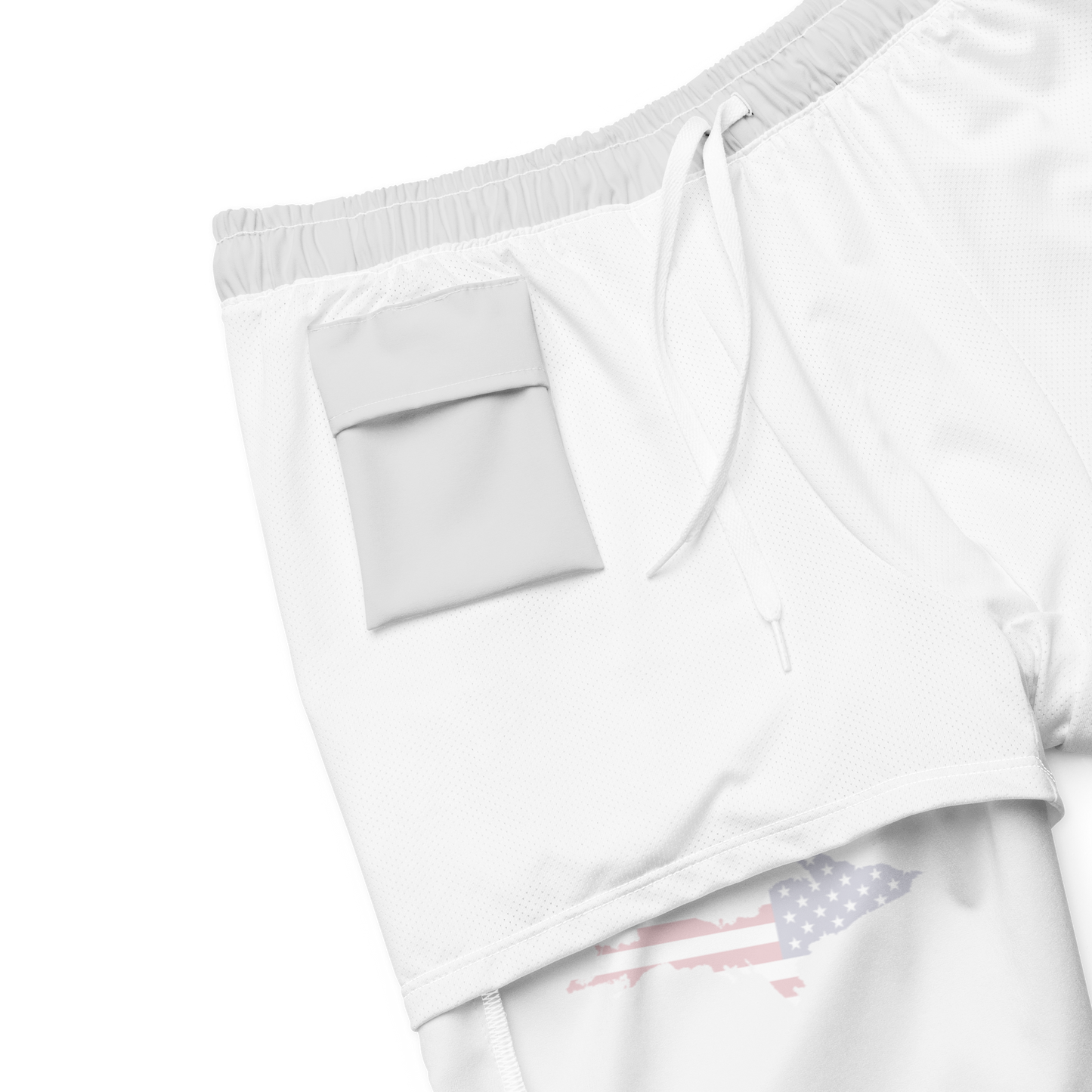 Michigan Upper Peninsula Men's Swim Trunks (w/ UP USA Flag ) | Birch Bark White