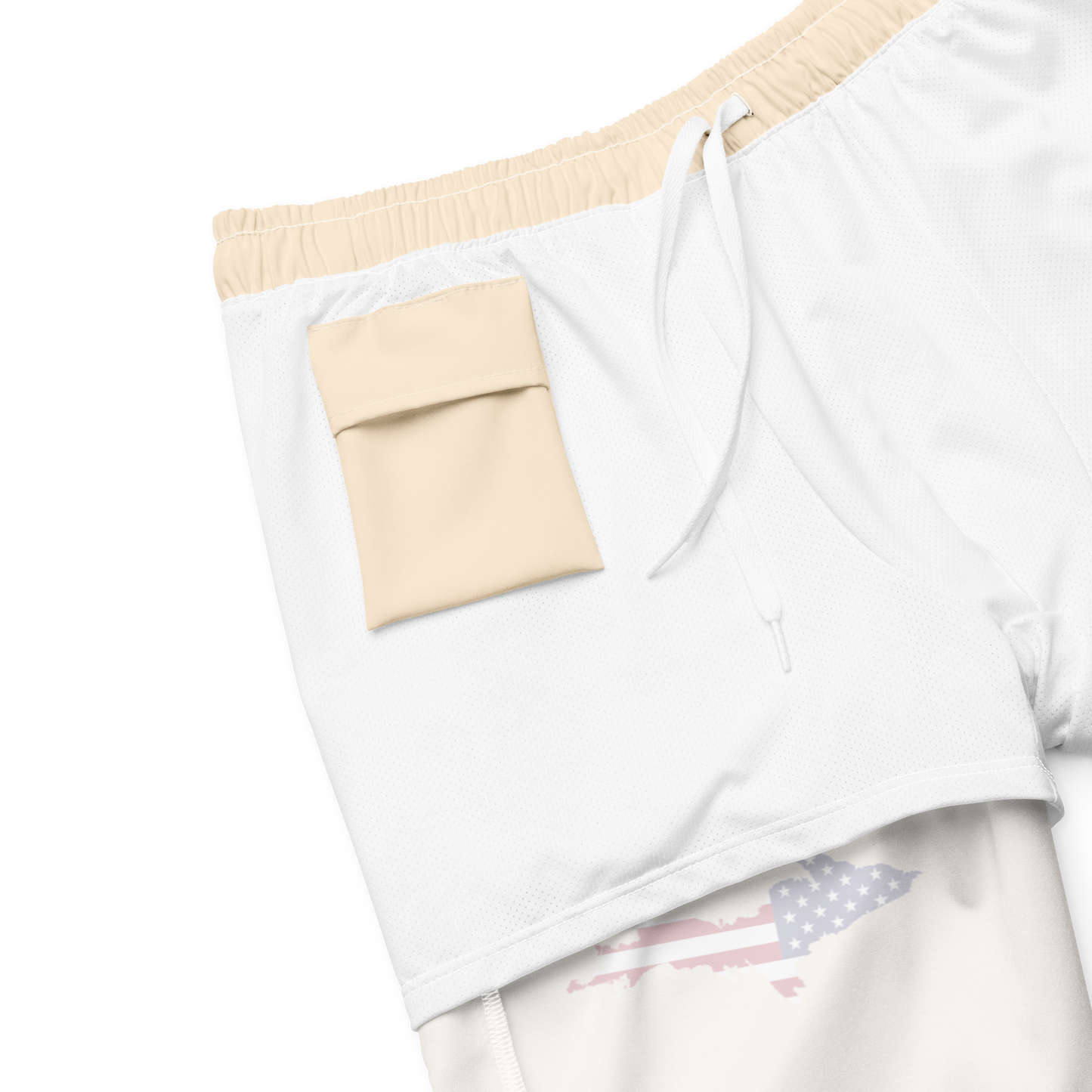 Michigan Upper Peninsula Men's Swim Trunks (w/ UP USA Flag ) | Champagne White