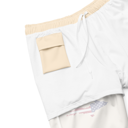 Michigan Upper Peninsula Men's Swim Trunks (w/ UP USA Flag ) | Champagne White