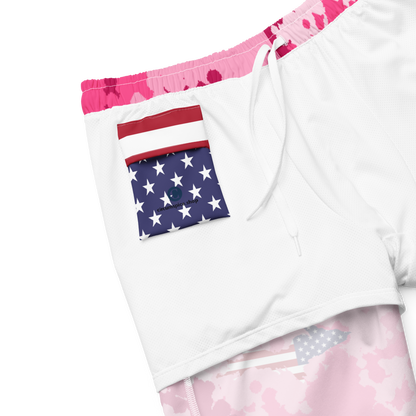 Michigan Upper Peninsula Men's Swim Trunks (w/ UP USA Flag ) | Pink Camo