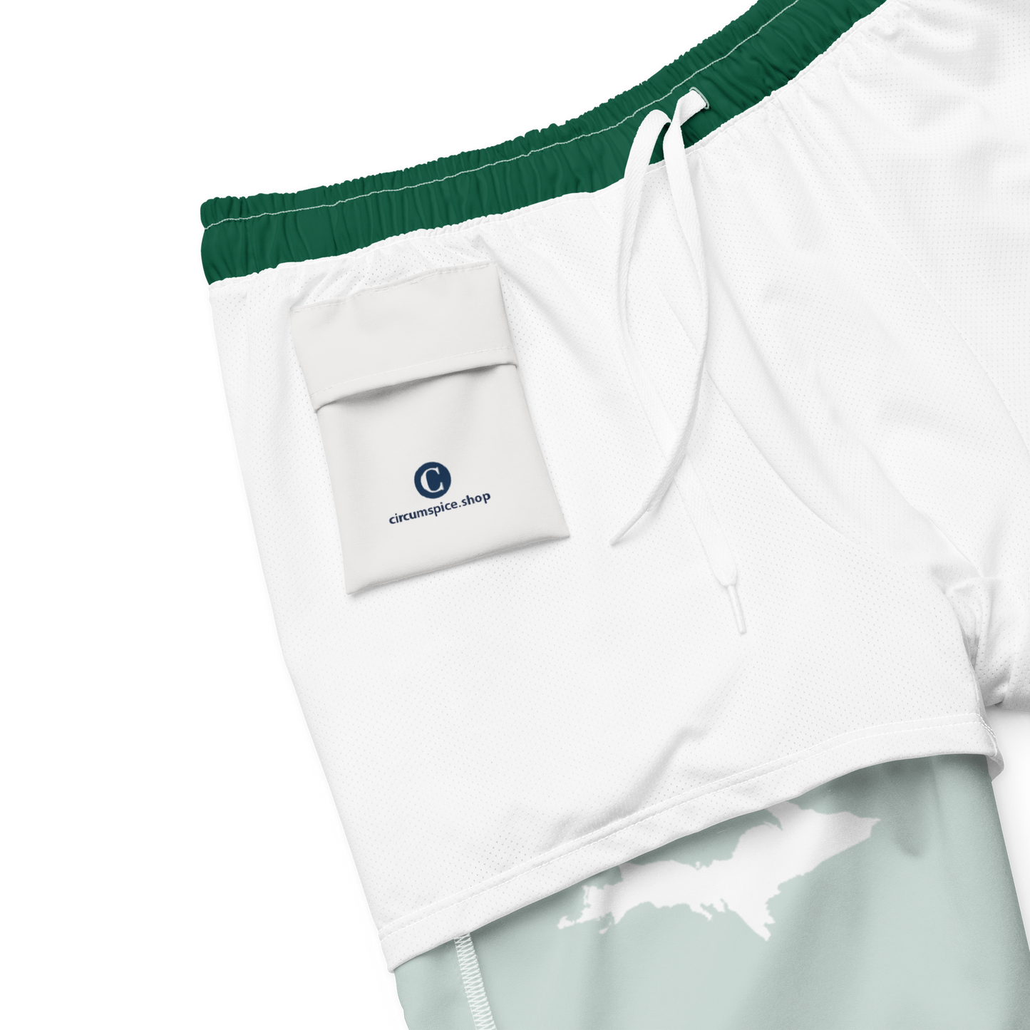 Michigan Upper Peninsula Men's Swim Trunks (w/ UP Outline ) | Superior Green