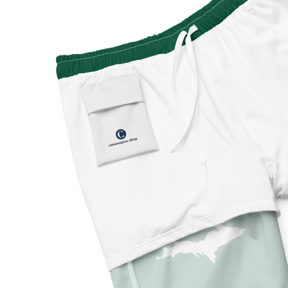 Michigan Upper Peninsula Men's Swim Trunks (w/ UP Outline ) | Superior Green