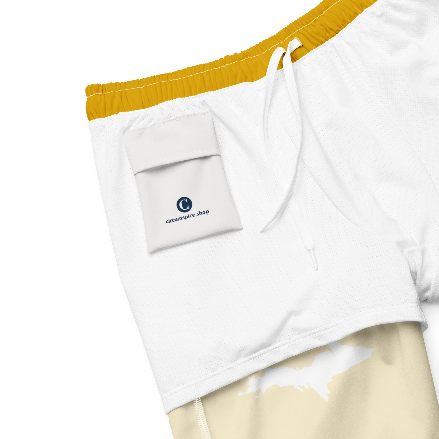 Michigan Upper Peninsula Men's Swim Trunks (w/ UP Outline ) | Gold