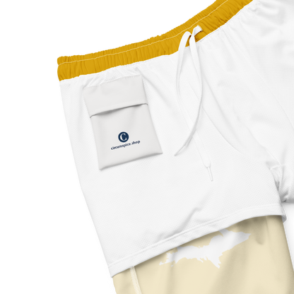 Michigan Upper Peninsula Men's Swim Trunks (w/ UP Outline ) | Gold