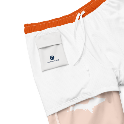 Michigan Upper Peninsula Men's Swim Trunks (w/ UP Outline ) | Maple Leaf Orange