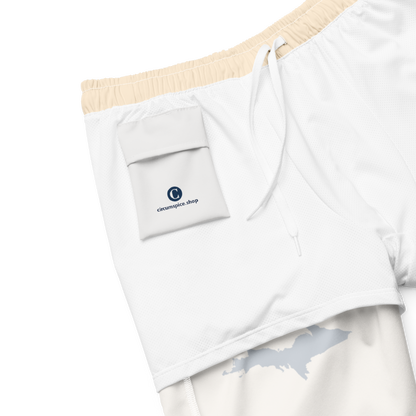 Michigan Upper Peninsula Men's Swim Trunks (w/ UP Outline) | Champagne White