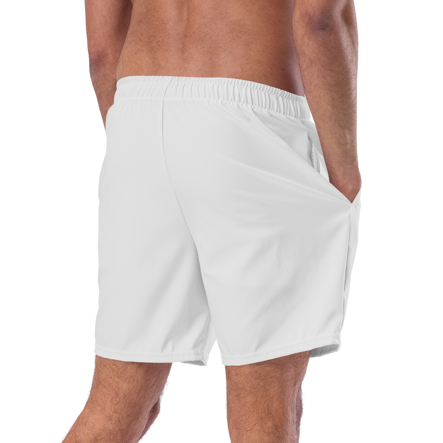 Michigan Upper Peninsula Men's Swim Trunks (w/ UP USA Flag ) | Birch Bark White