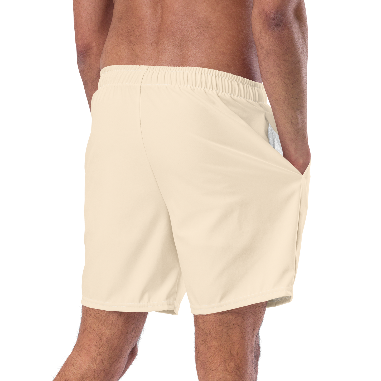 Michigan Upper Peninsula Men's Swim Trunks (w/ UP USA Flag ) | Champagne White