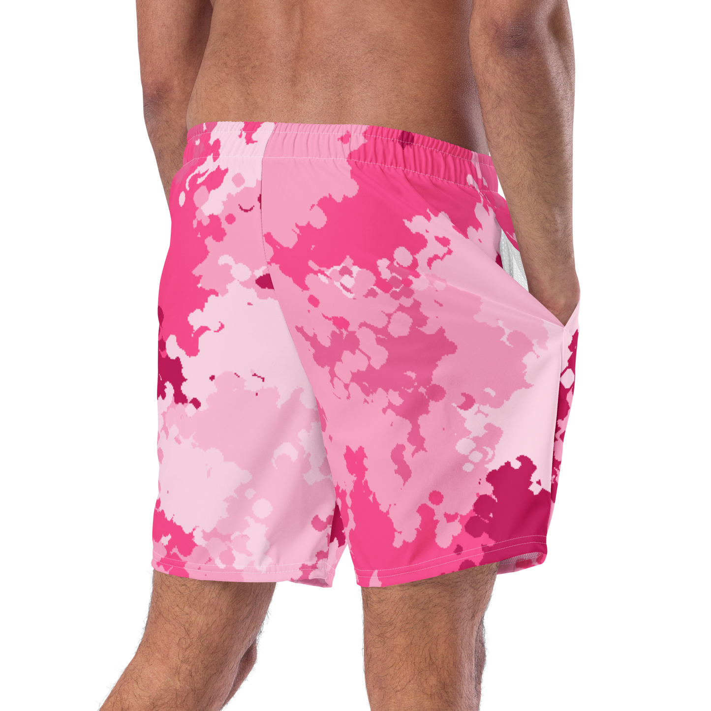 Michigan Upper Peninsula Men's Swim Trunks (w/ UP USA Flag ) | Pink Camo