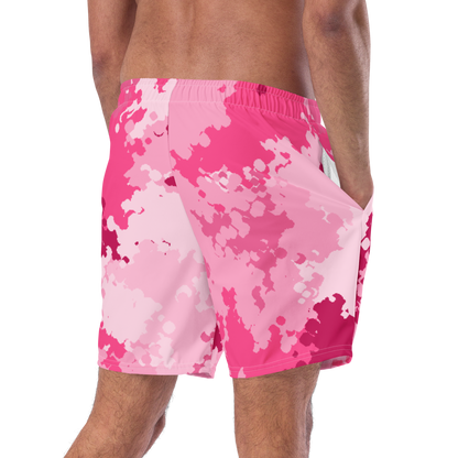 Michigan Upper Peninsula Men's Swim Trunks (w/ UP USA Flag ) | Pink Camo