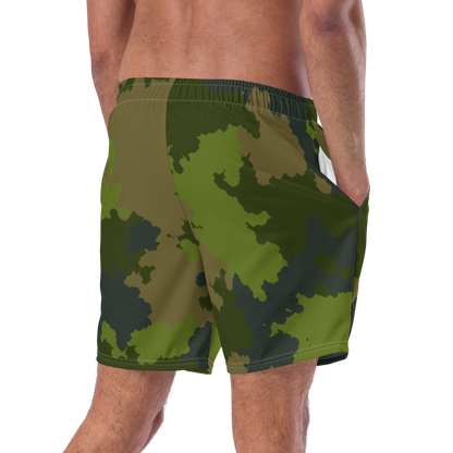 Michigan Upper Peninsula Men's Swim Trunks (w/ UP USA Flag ) | Woodland Camo