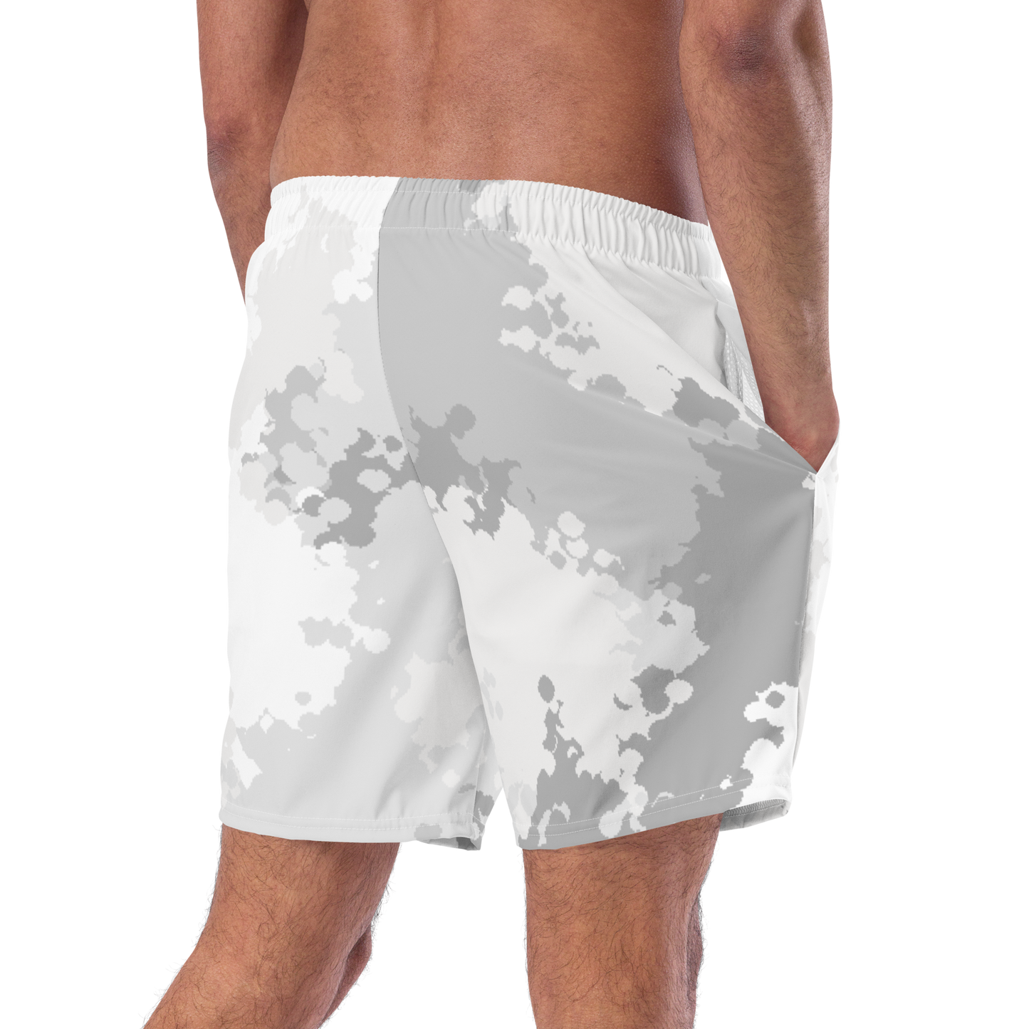 Michigan Upper Peninsula Men's Swim Trunks (w/ UP USA Flag ) | Snow Camo