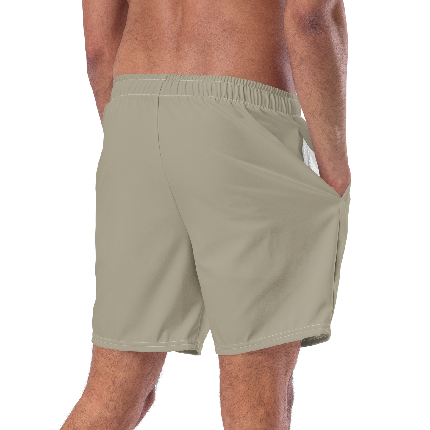 Michigan Upper Peninsula Men's Swim Trunks (w/ UP USA Flag ) | Petoskey Stone Beige