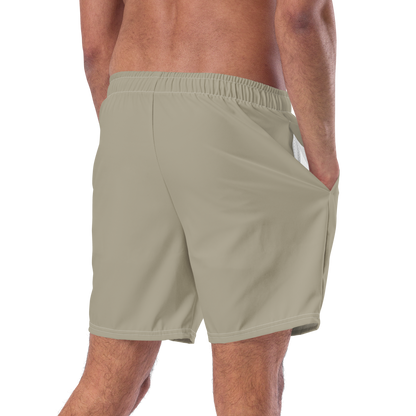 Michigan Upper Peninsula Men's Swim Trunks (w/ UP USA Flag ) | Petoskey Stone Beige