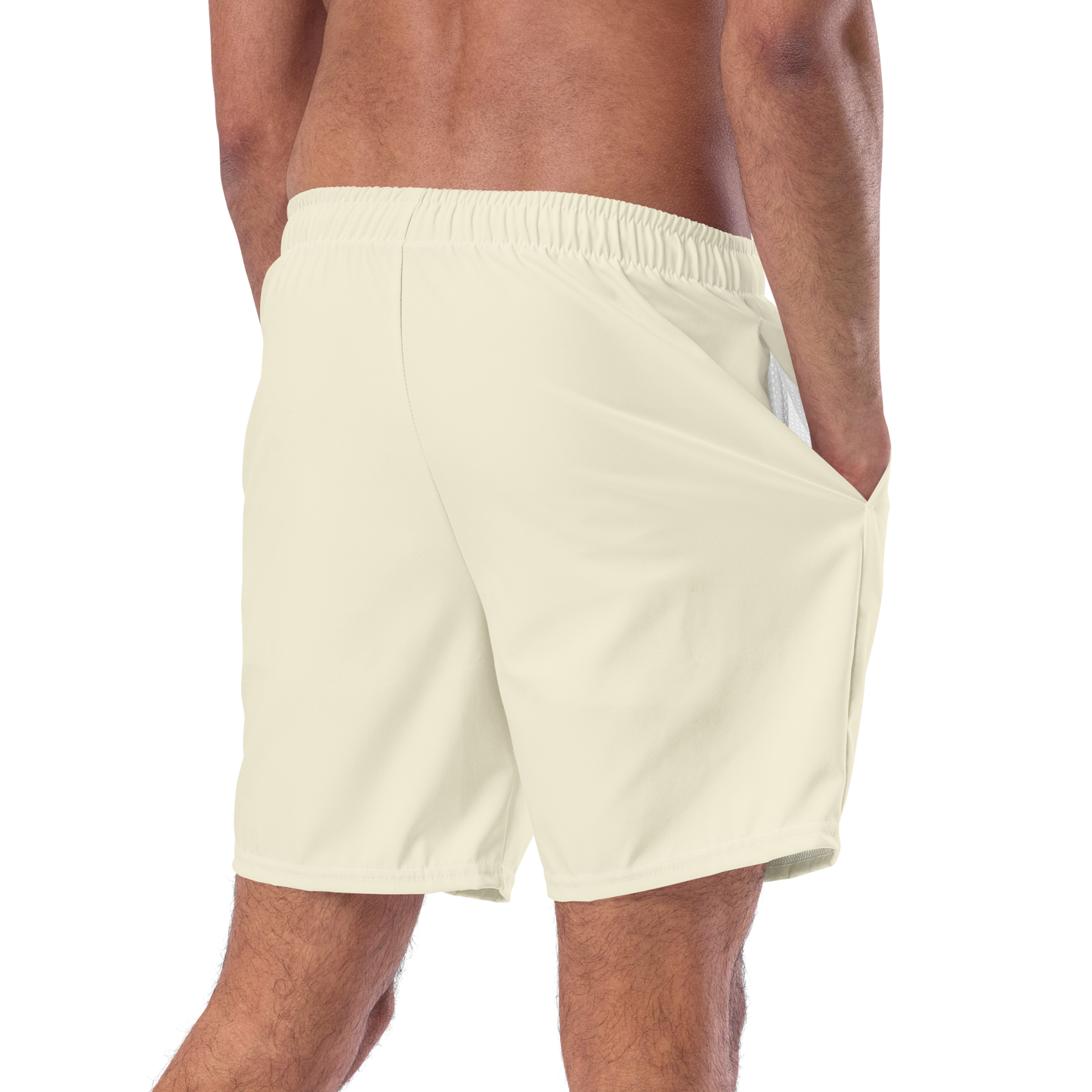 Michigan Upper Peninsula Men's Swim Trunks (w/ UP USA Flag ) | Ivory Color