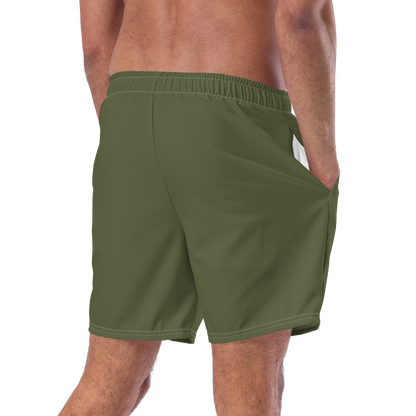 Michigan Upper Peninsula Men's Swim Trunks (w/ UP USA Flag ) | Army Green