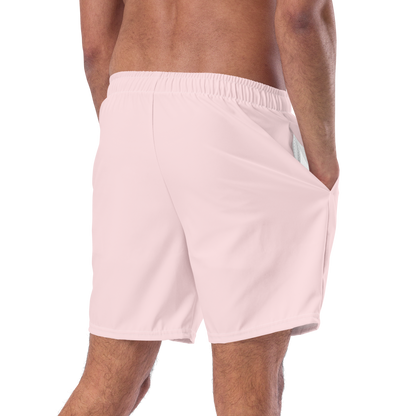 Michigan Upper Peninsula Men's Swim Trunks (w/ UP USA Flag ) | Pale Pink