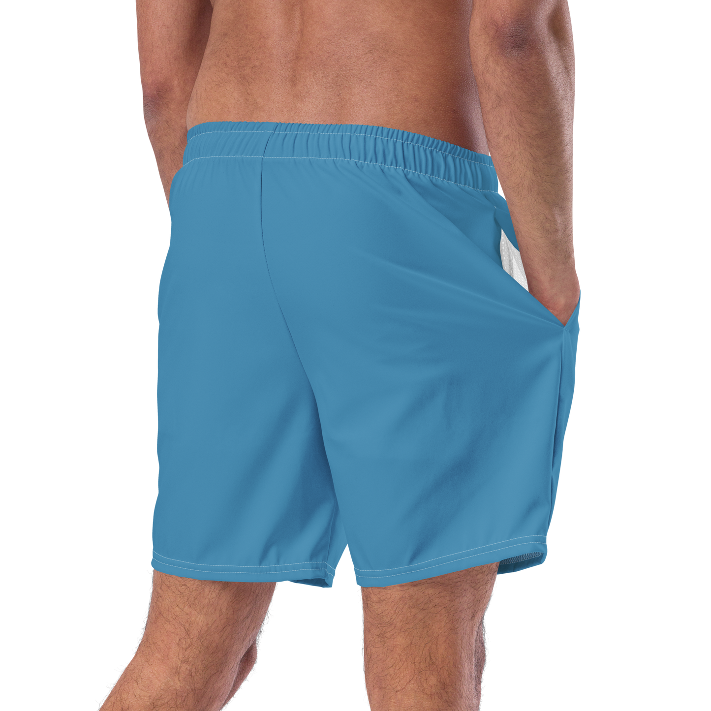 Michigan Upper Peninsula Men's Swim Trunks (w/ UP Outline) | Lake Michigan Blue