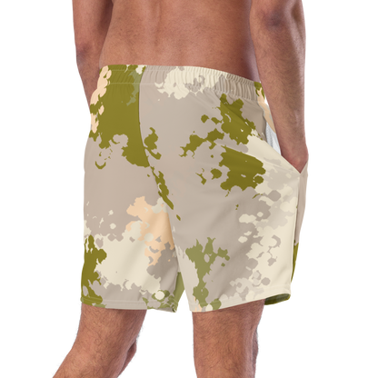 Michigan Upper Peninsula Men's Swim Trunks (w/ UP Outline) | Rosy Mound Camo