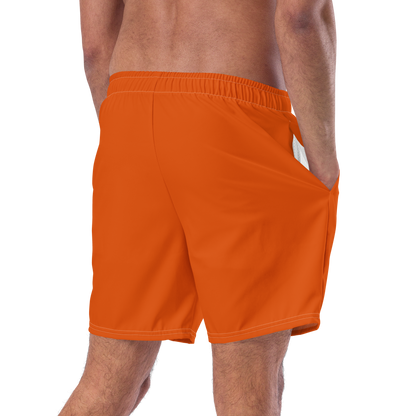 Michigan Upper Peninsula Men's Swim Trunks (w/ UP Outline ) | Maple Leaf Orange