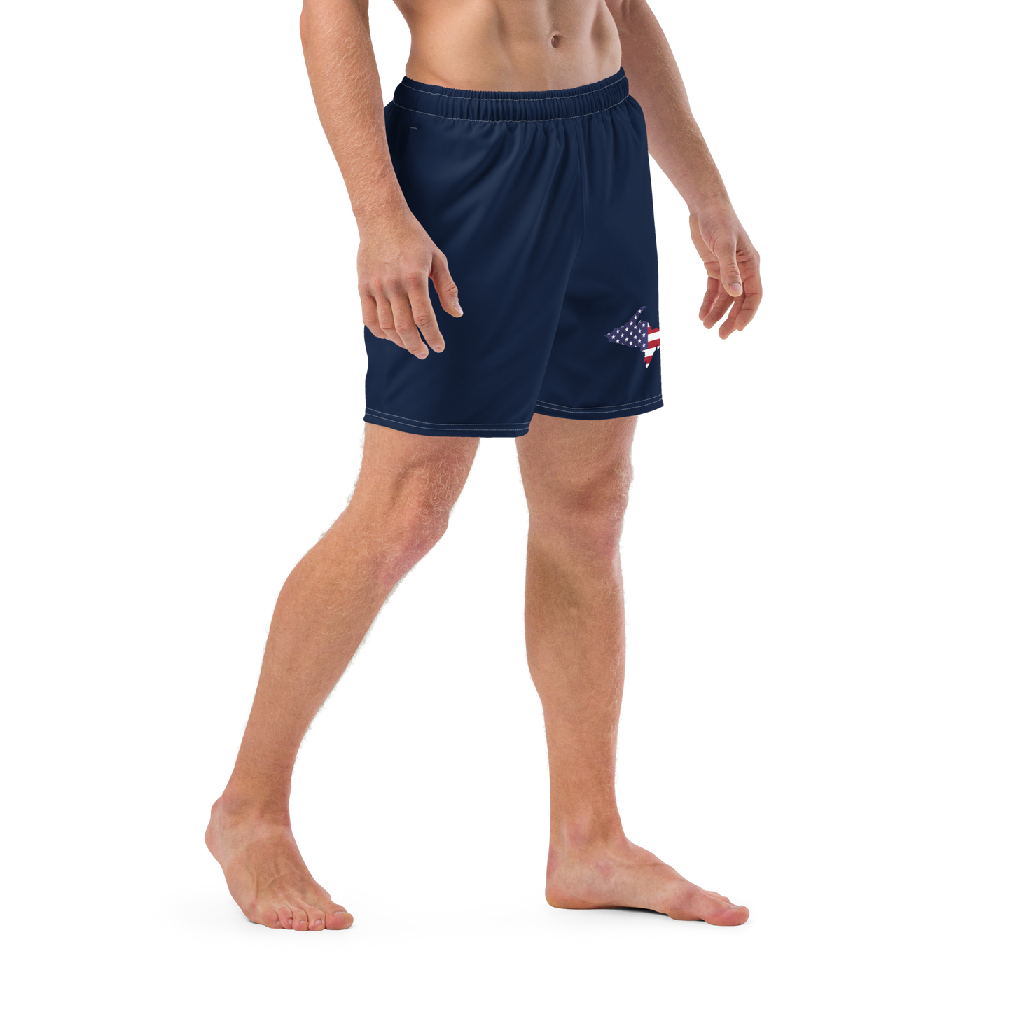 Michigan Upper Peninsula Men's Swim Trunks (w/ UP USA Flag ) | Men's - Navy