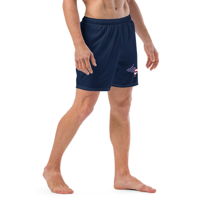 Michigan Upper Peninsula Men's Swim Trunks (w/ UP USA Flag ) | Men's - Navy