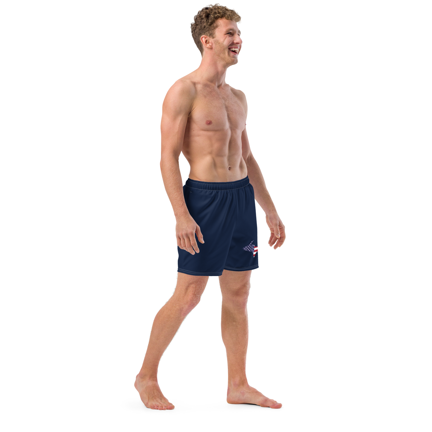 Michigan Upper Peninsula Men's Swim Trunks (w/ UP USA Flag ) | Men's - Navy