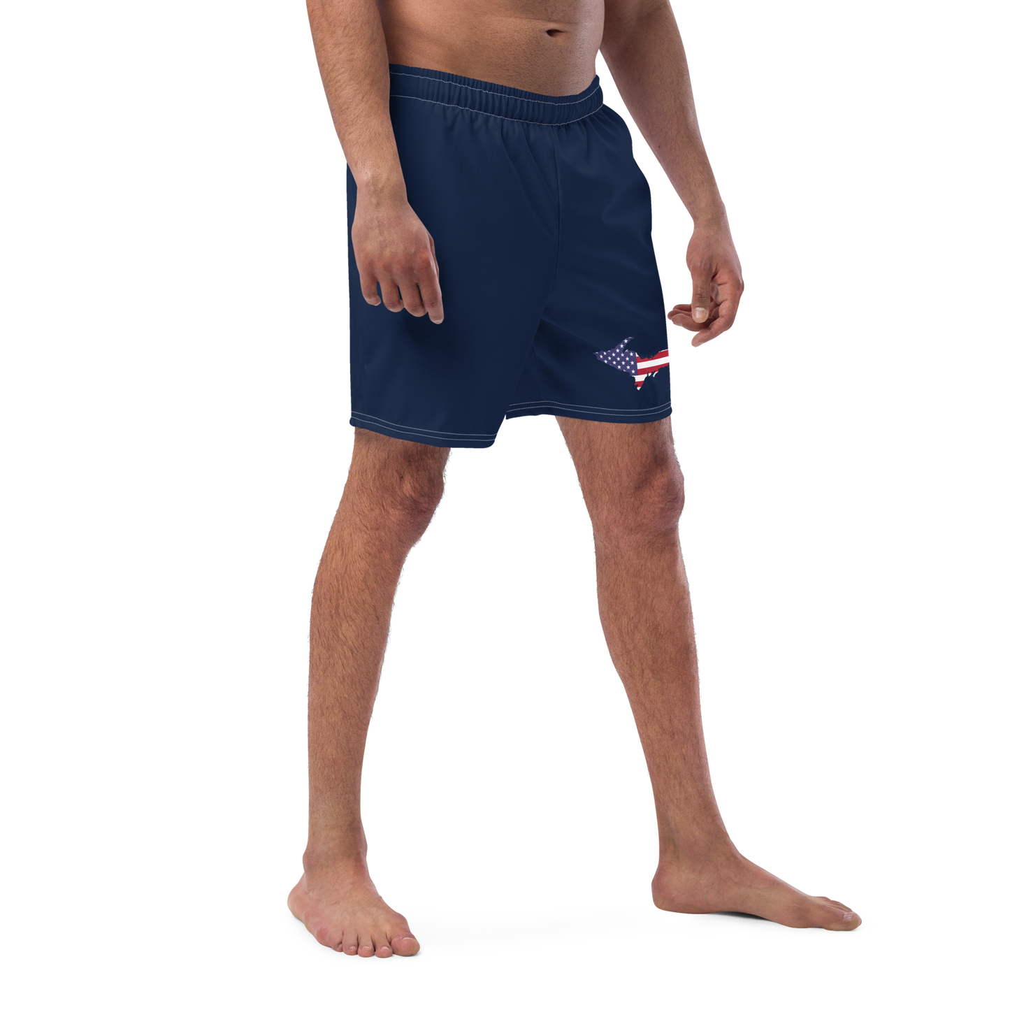 Michigan Upper Peninsula Men's Swim Trunks (w/ UP USA Flag ) | Men's - Navy