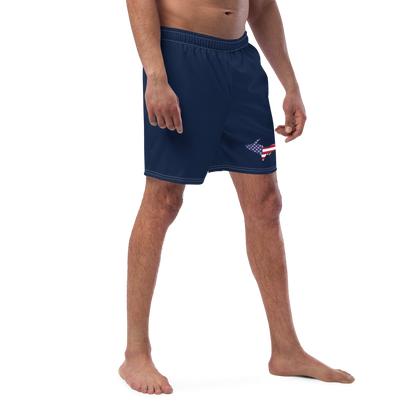 Michigan Upper Peninsula Men's Swim Trunks (w/ UP USA Flag ) | Men's - Navy