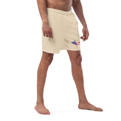 Michigan Upper Peninsula Men's Swim Trunks (w/ UP USA Flag ) | Canvas Color