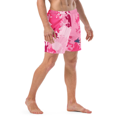 Michigan Upper Peninsula Men's Swim Trunks (w/ UP USA Flag ) | Pink Camo