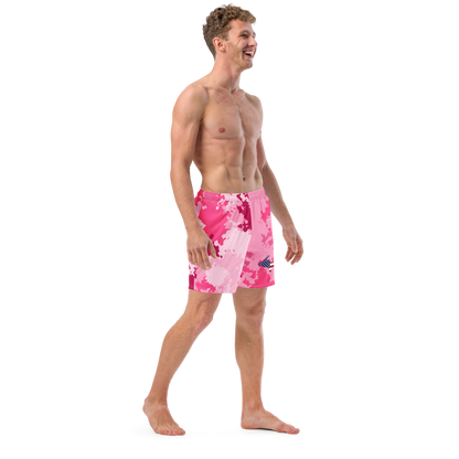 Michigan Upper Peninsula Men's Swim Trunks (w/ UP USA Flag ) | Pink Camo