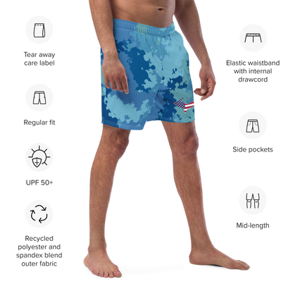 Michigan Upper Peninsula Men's Swim Trunks (w/ UP USA Flag ) | Great Lakes Camo