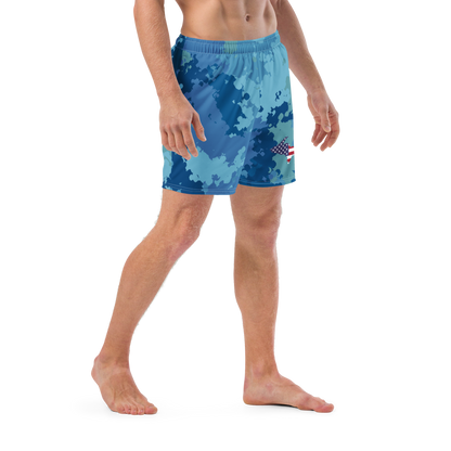 Michigan Upper Peninsula Men's Swim Trunks (w/ UP USA Flag ) | Great Lakes Camo