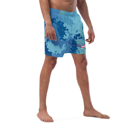 Michigan Upper Peninsula Men's Swim Trunks (w/ UP USA Flag ) | Great Lakes Camo