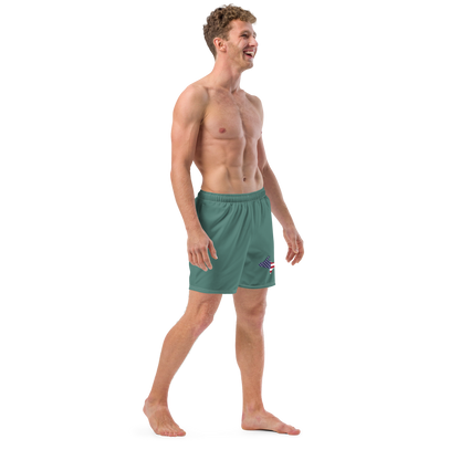 Michigan Upper Peninsula Men's Swim Trunks (w/ UP USA Flag ) | Copper Green